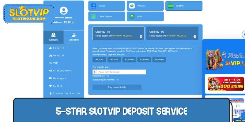 5-star SLOTVIP deposit service