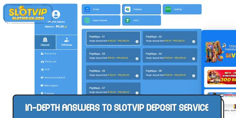 In-depth answers to SLOTVIP deposit service