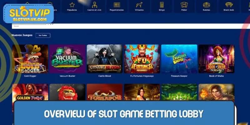 Overview of slot game betting lobby