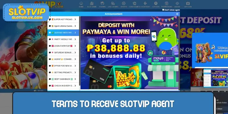 Terms of participation to receive valid SLOTVIP agent